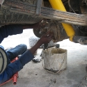 Jason draining the back differential, Hilux 5000Km Service, X-treme Car Repairs, Ongwediva