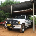 My Mazda Drifter: every Monday at the garage, mileage like a Humvee - but some disco lights and a nice bullbar..., Ohange Lodge, Otavi